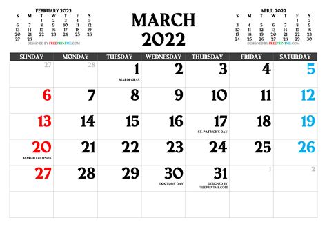 Printable March 2022